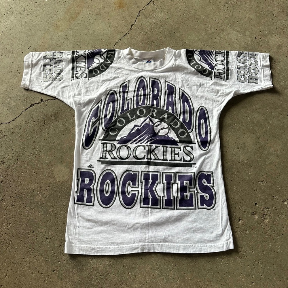 Vintage Apex One Colorado Rockies T Shirt Mens Medium White 90s MLB Made in‎ USA